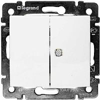 Выключатель с индикацией без рамки Legrand Valena 2-кл. белый картинка